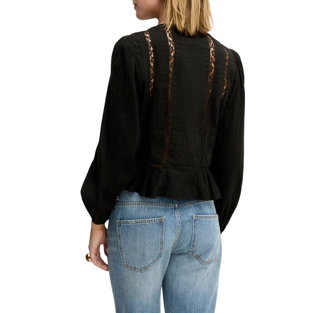 LACE INSRT RFFLE TOP