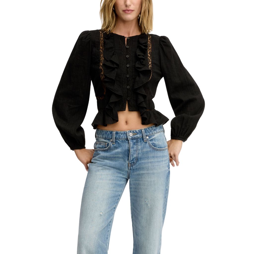 LACE INSRT RFFLE TOP