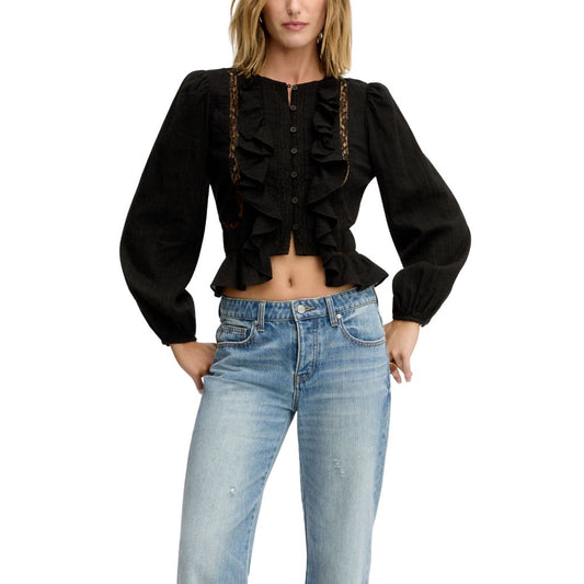 LACE INSRT RFFLE TOP