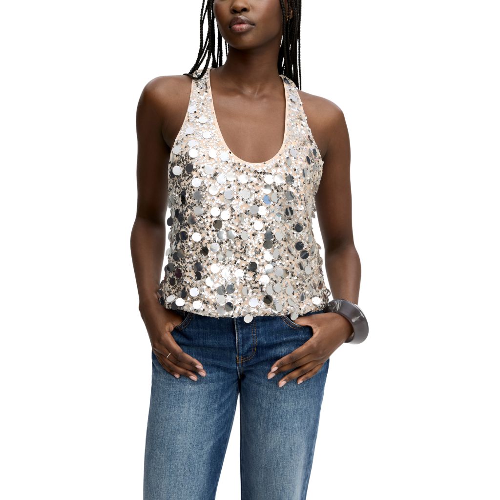 SEQUIN U NECK TANK
